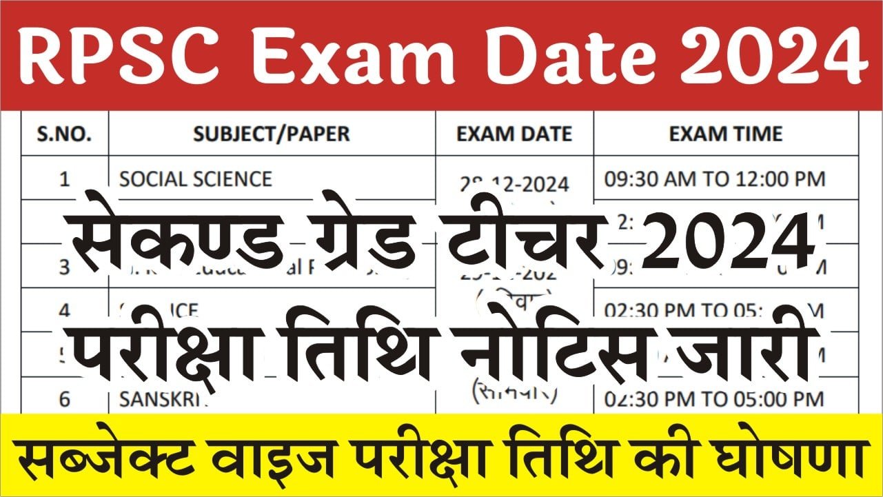 RPSC 2nd Grade Exam Date 2024