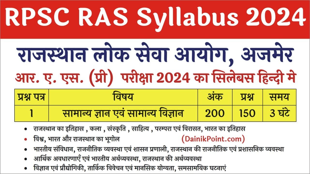 RPSC RAS Syllabus in Hindi 2024